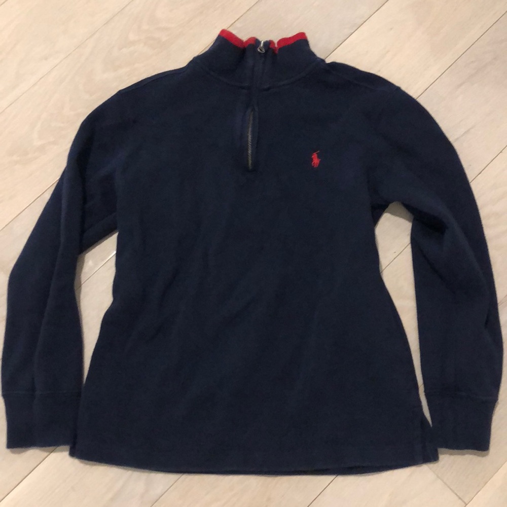 Polo Ralph Lauren navy blue an red 1/4 zip.  Sz M.